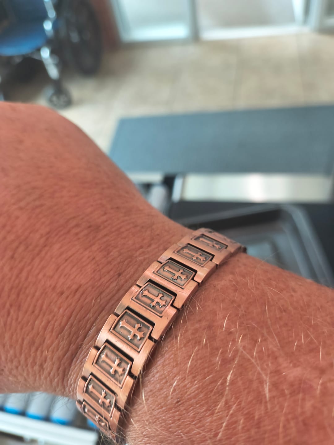 Customer photo review of Templar Cross Copper Magnetic Bracelet
