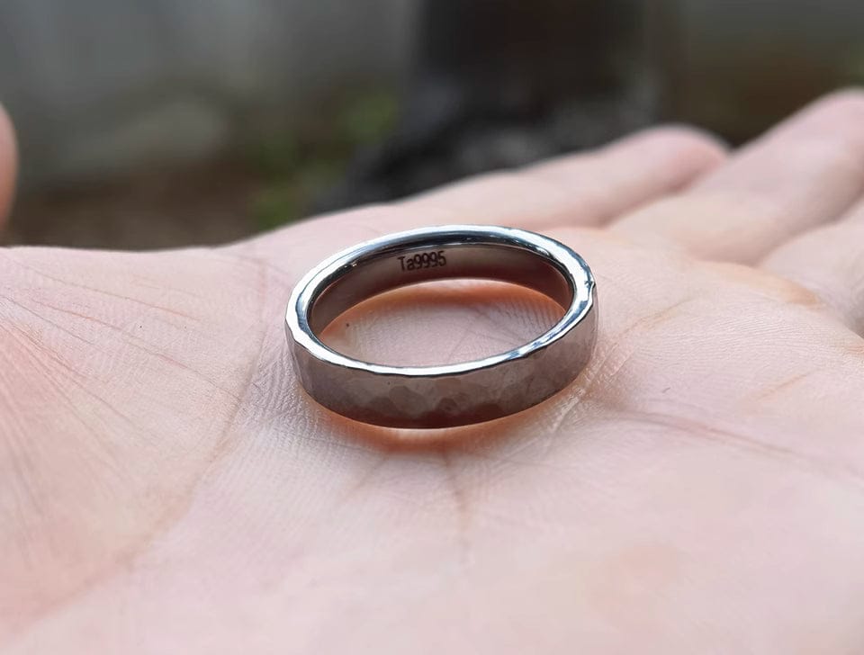 Customer photo review of Glimpse Eternity Pure Tantalum Hammered Mirror Ring