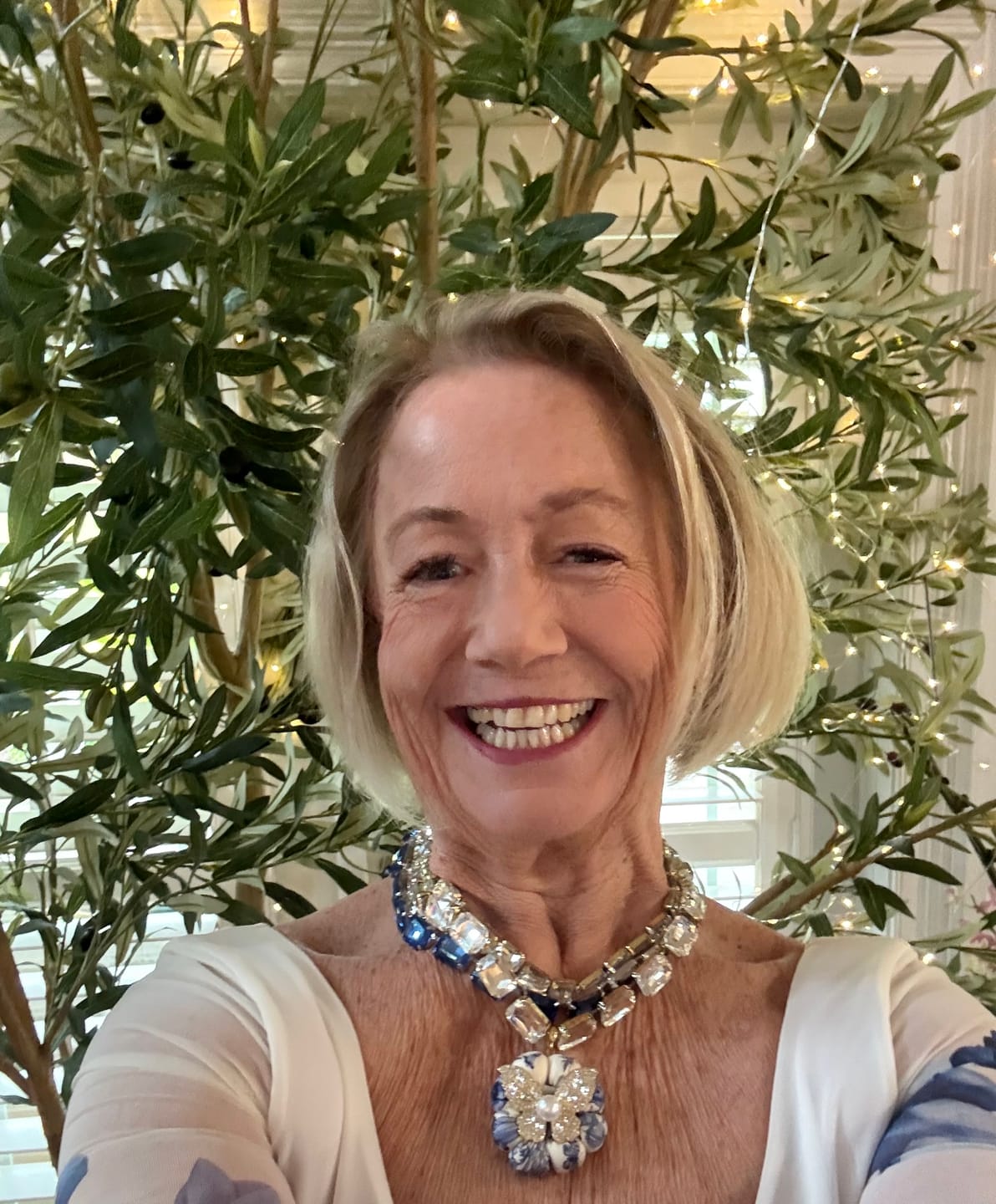 Customer photo review of Flora Blue Butterfly Vintage Silk Necktie Jewel Necklace