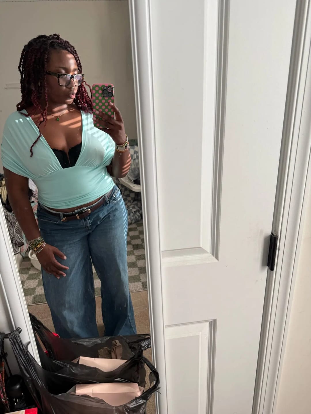 Customer photo review of Emiliana Lace-Up Crop Tank Top