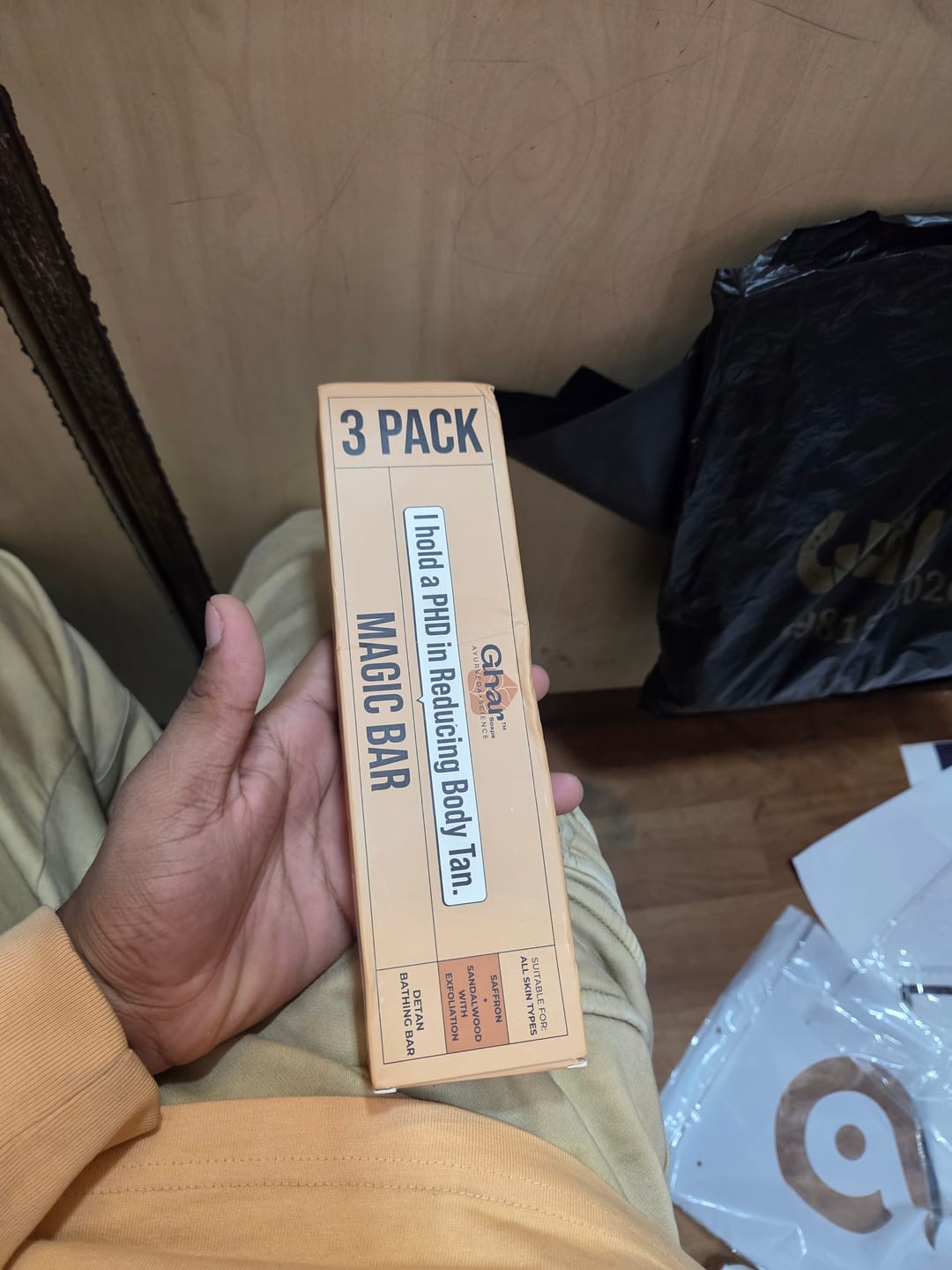 Customer photo review of Magic Soap (Sandal Wood and Saffron Soap)