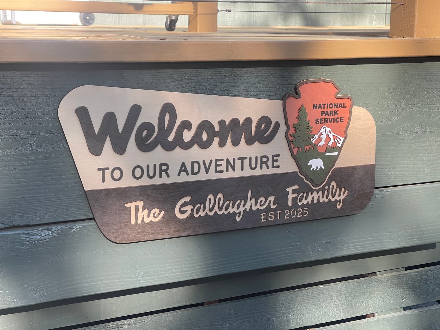Customer photo review of 3D National Park Service Family Name Welcome Sign (Bear Design)