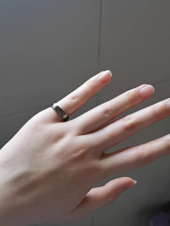 Customer photo review of Glimpse Eternity Pure Tantalum Hammered Mirror Ring
