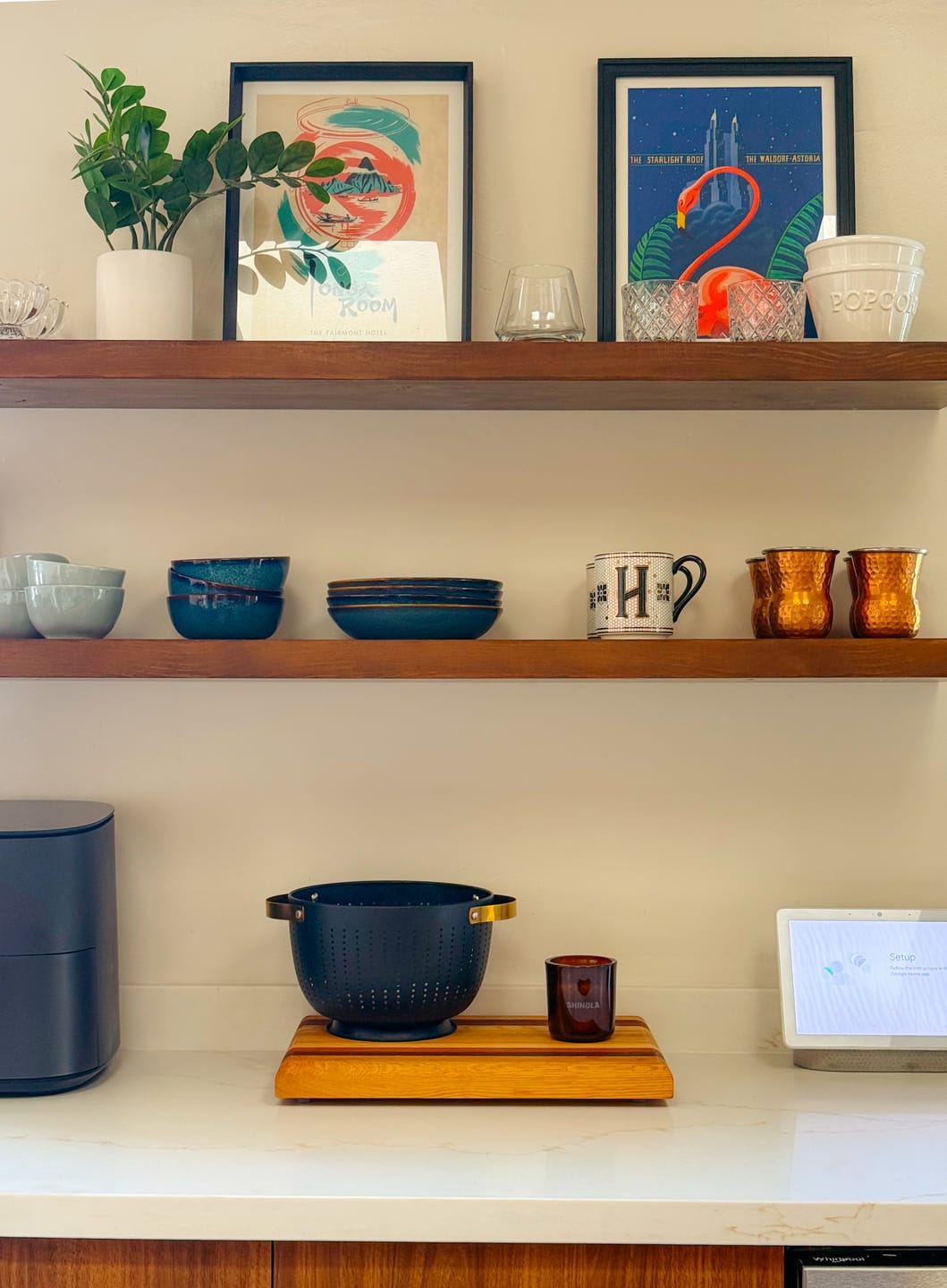 Customer photo review of Rustic Pine Floating Shelves