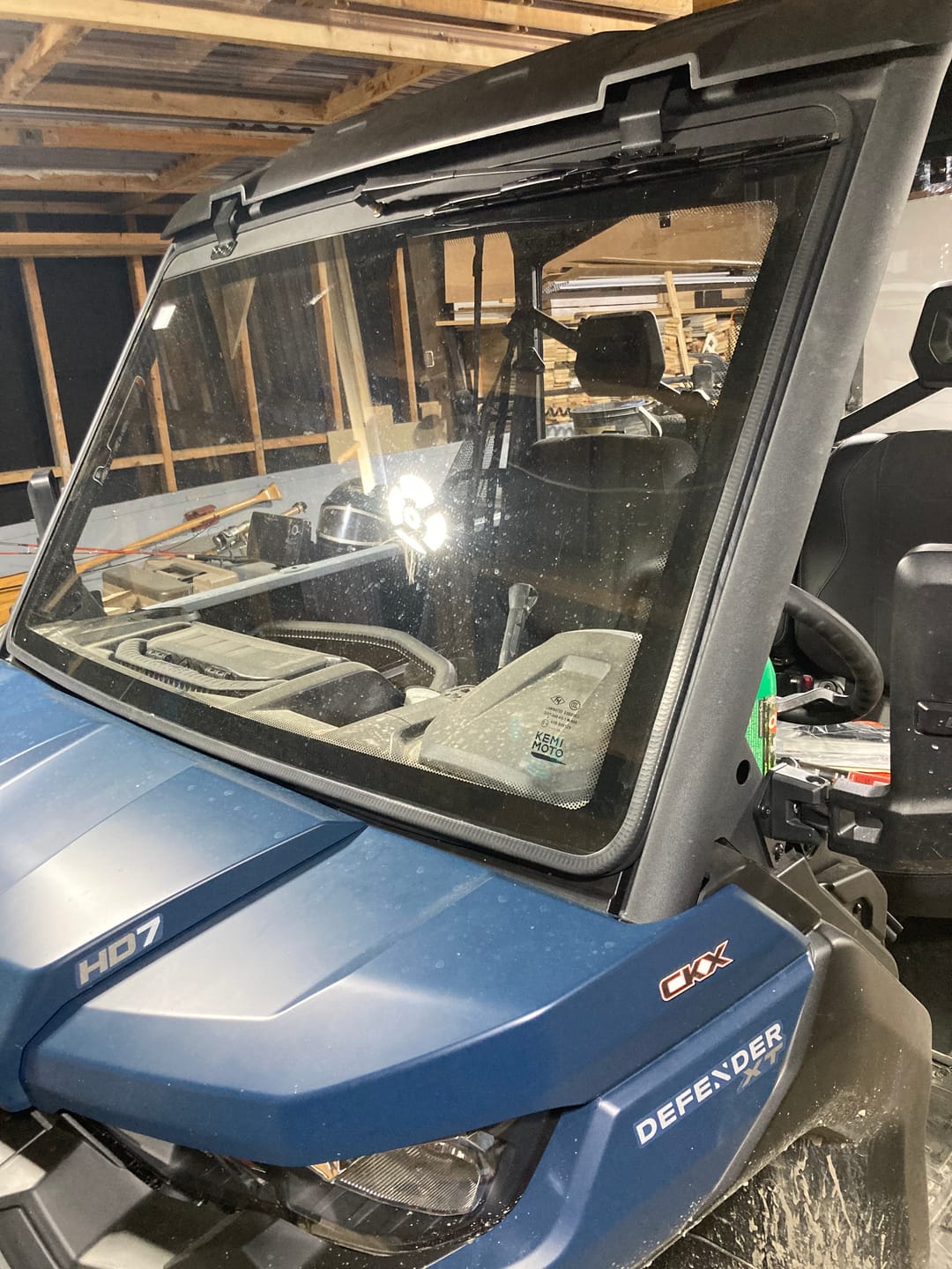 Customer photo review of Can-Am Defender Glass Windshield with Manual Wipers (2016–2026)