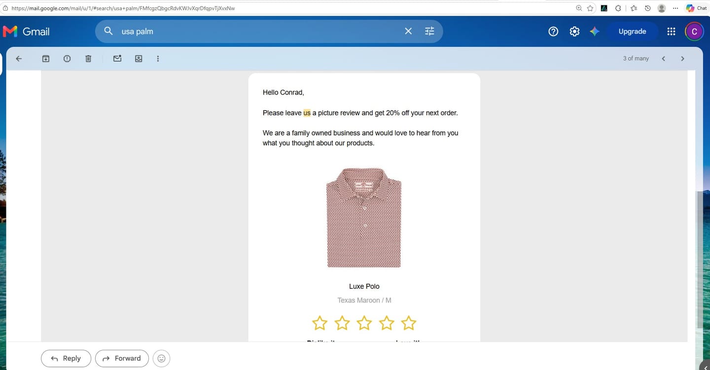 Customer photo review of Luxe Polo
