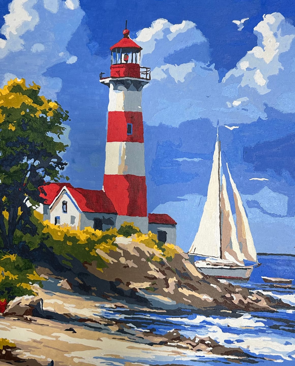 Customer photo review of Lighthouse & Sailboat | Paint by Number