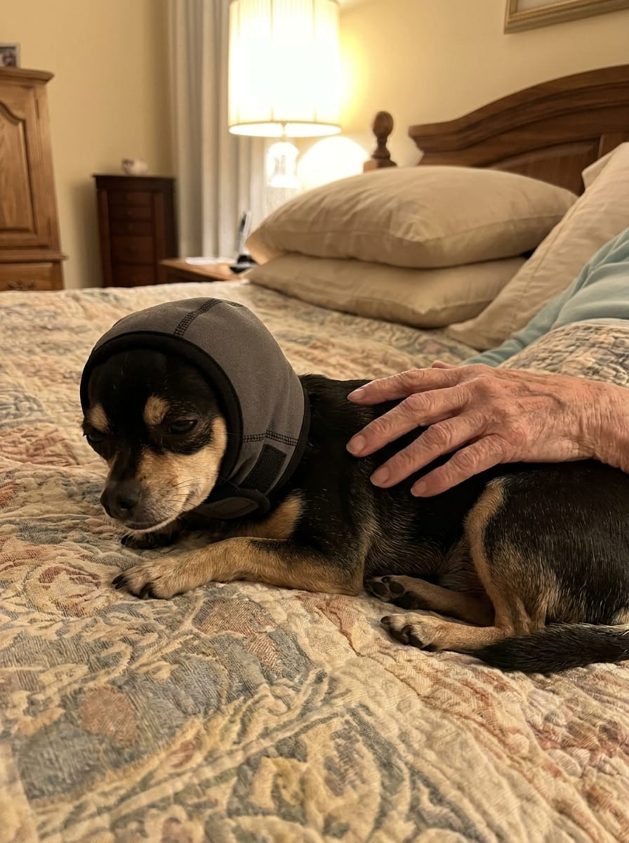 Customer photo review of Orejeras Calmantes para perros