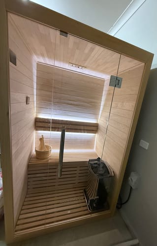 Customer photo review of 2 Person Traditional Sauna - 4.5kw Harvia Heater