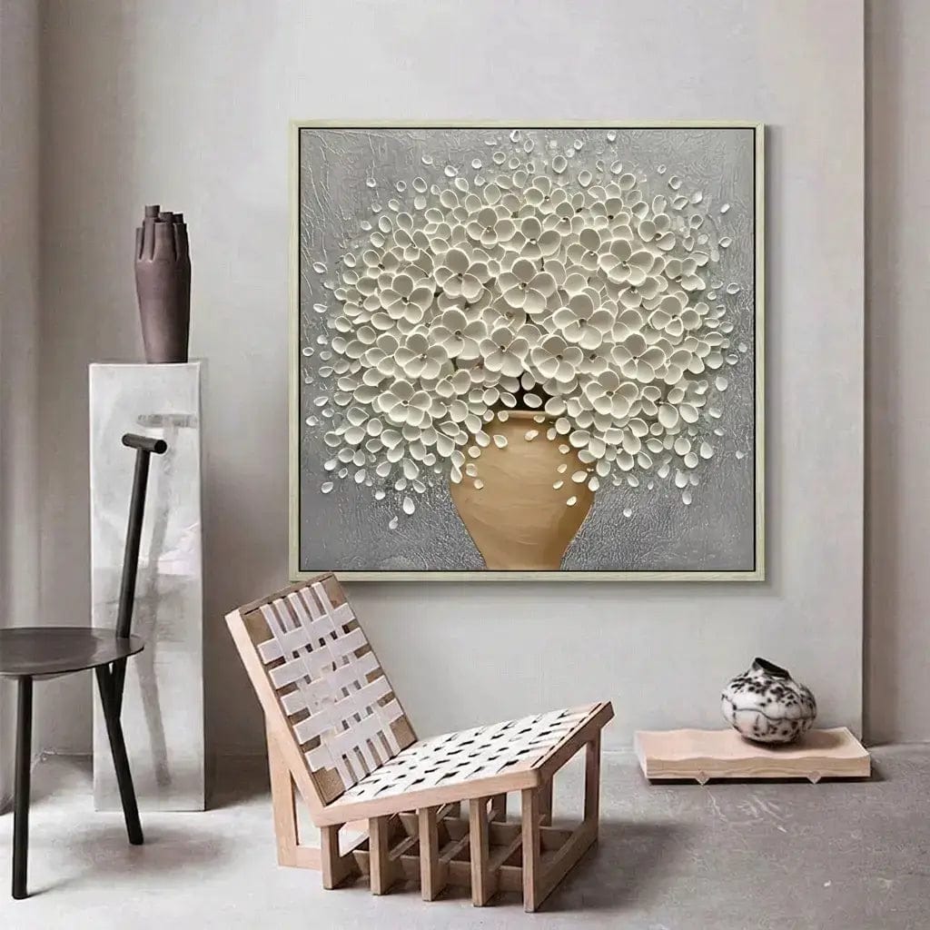 Customer photo review of 3D White Floral Impasto Art