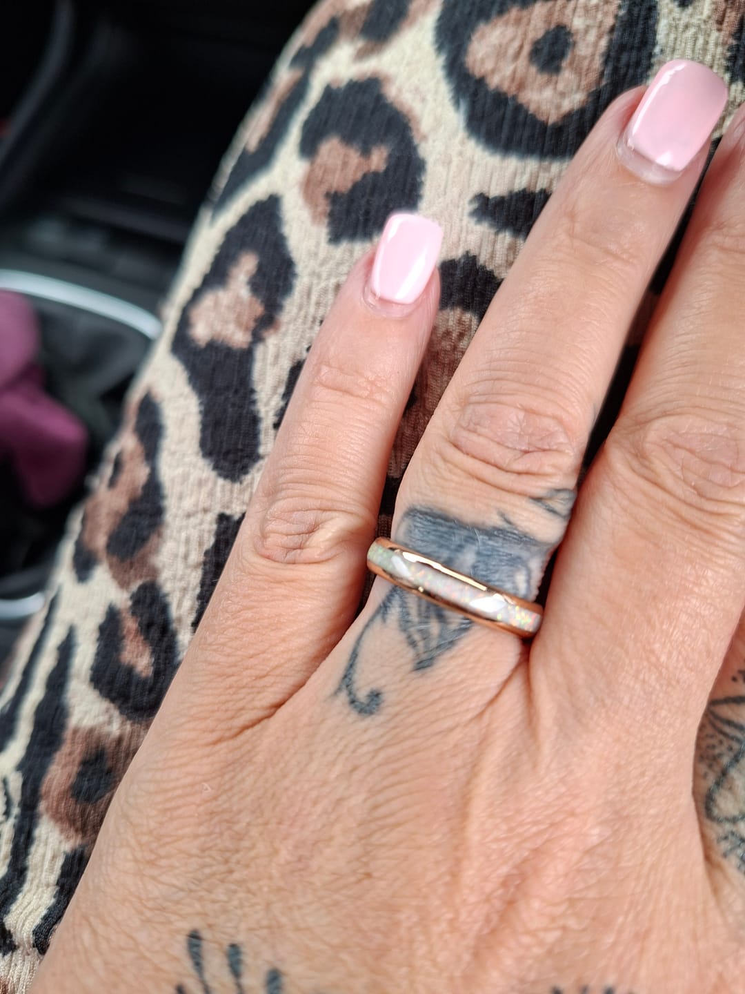 Customer photo review of The Rose Gold White Opal 4mm Wonder Ring