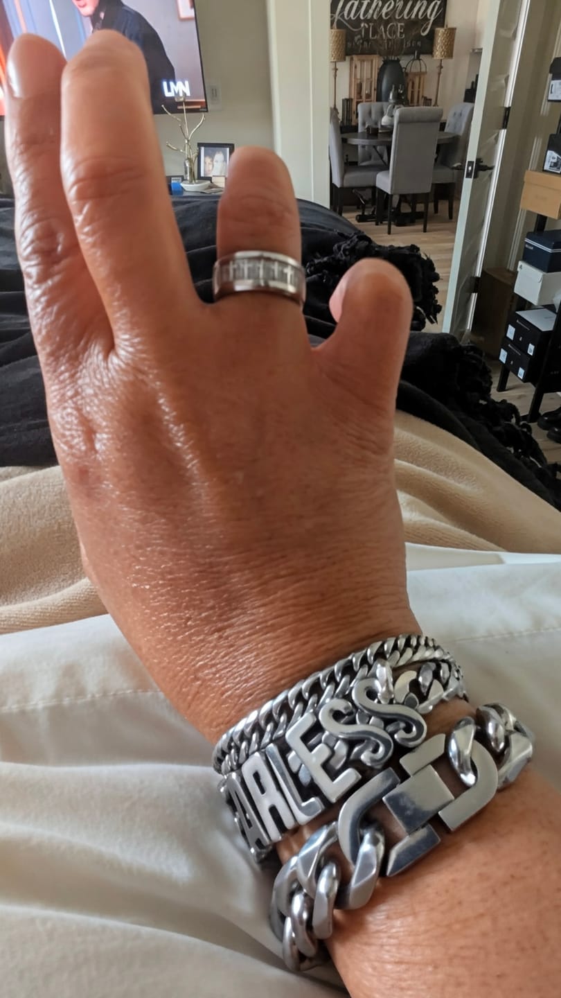 Customer photo review of Christianartworkshop Shinny Jesus Cross Ring Religious Band Jewelry