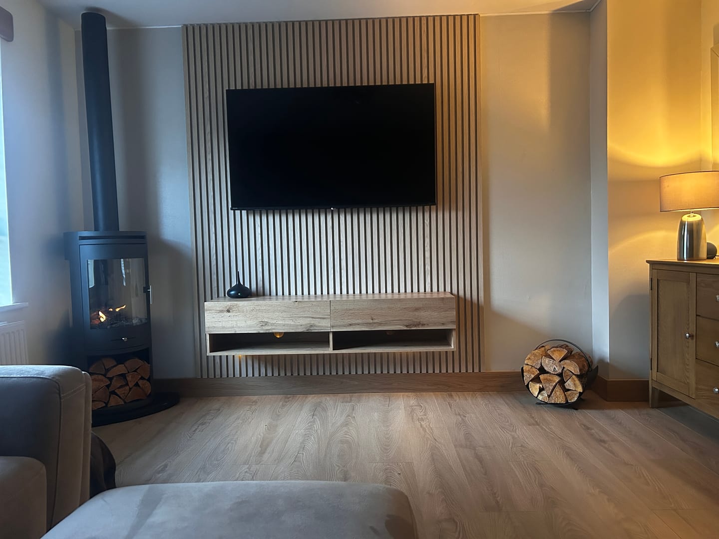 Customer photo review of SlatWall Acoustic Natural Oak Slatted Wall Panel