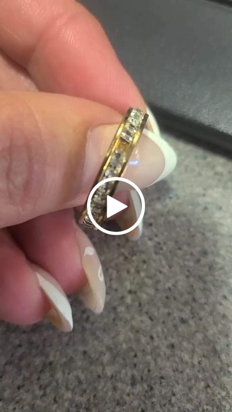 Customer video review of 4MM 14k Gold Princess Cut Women's Eternity Titanium Ring Wedding Band with CZ