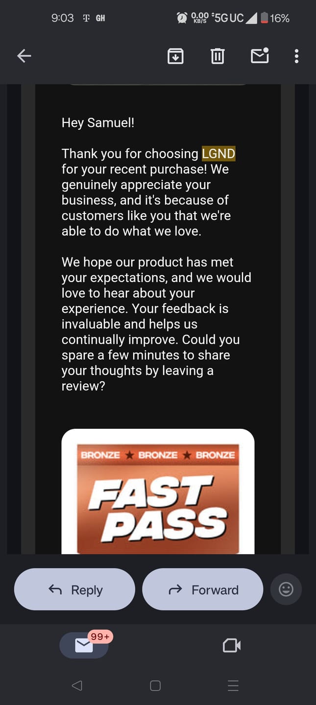 Customer photo review of Fast Pass - Bronze