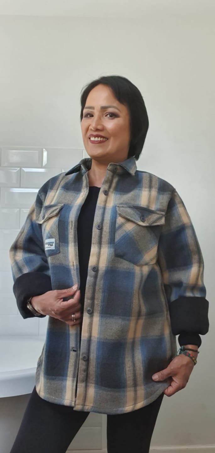 Customer photo review of Denim Green & Cream Flannel Shirt