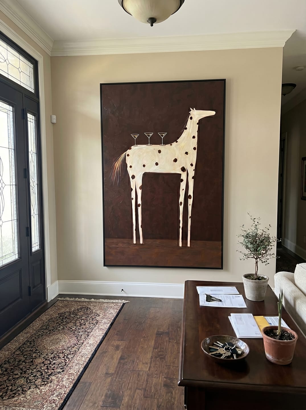 Customer photo review of Spirited Balance – Whimsical Equine Martini Painting | Heavy Texture Eclectic Wall Art