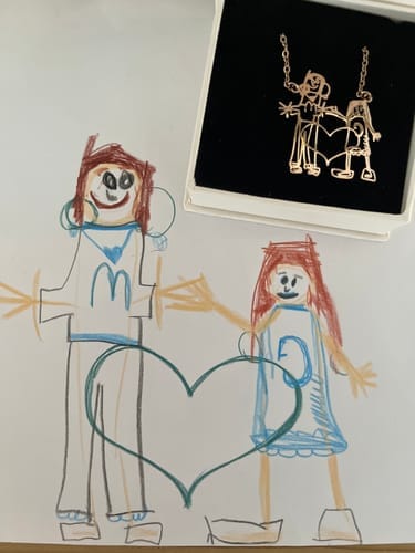 Customer photo review of Personalized Child Drawing Necklace or Keychain