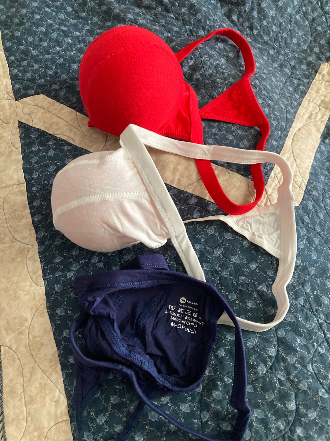 Customer photo review of Modal 0in Thong No Fly 3pk Navy Blue/Red/White