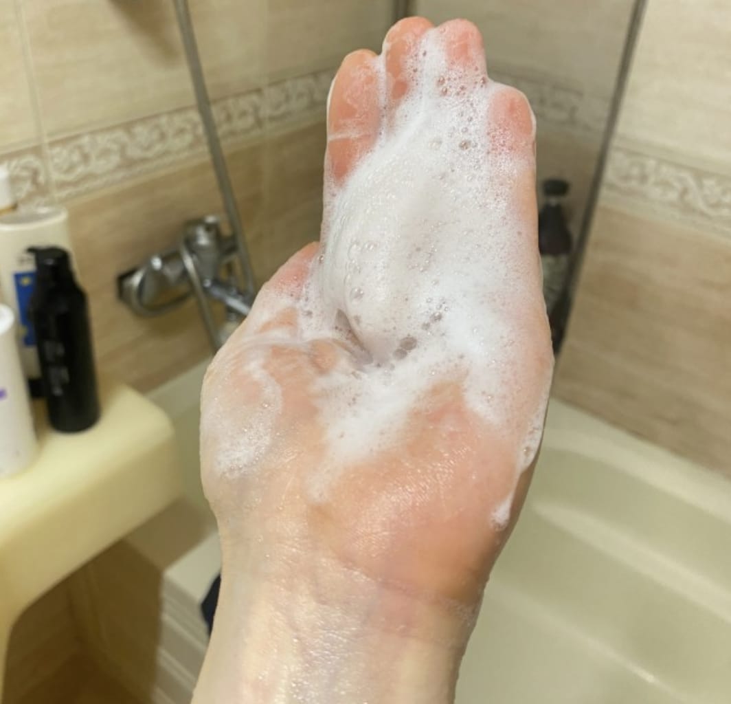Customer photo review of GDS Hair Dye Shampoo — Grey Coverage in 3 Minutes