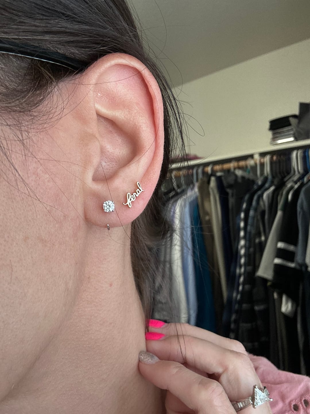 Customer photo review of Stay Close Moissanite Hoops
