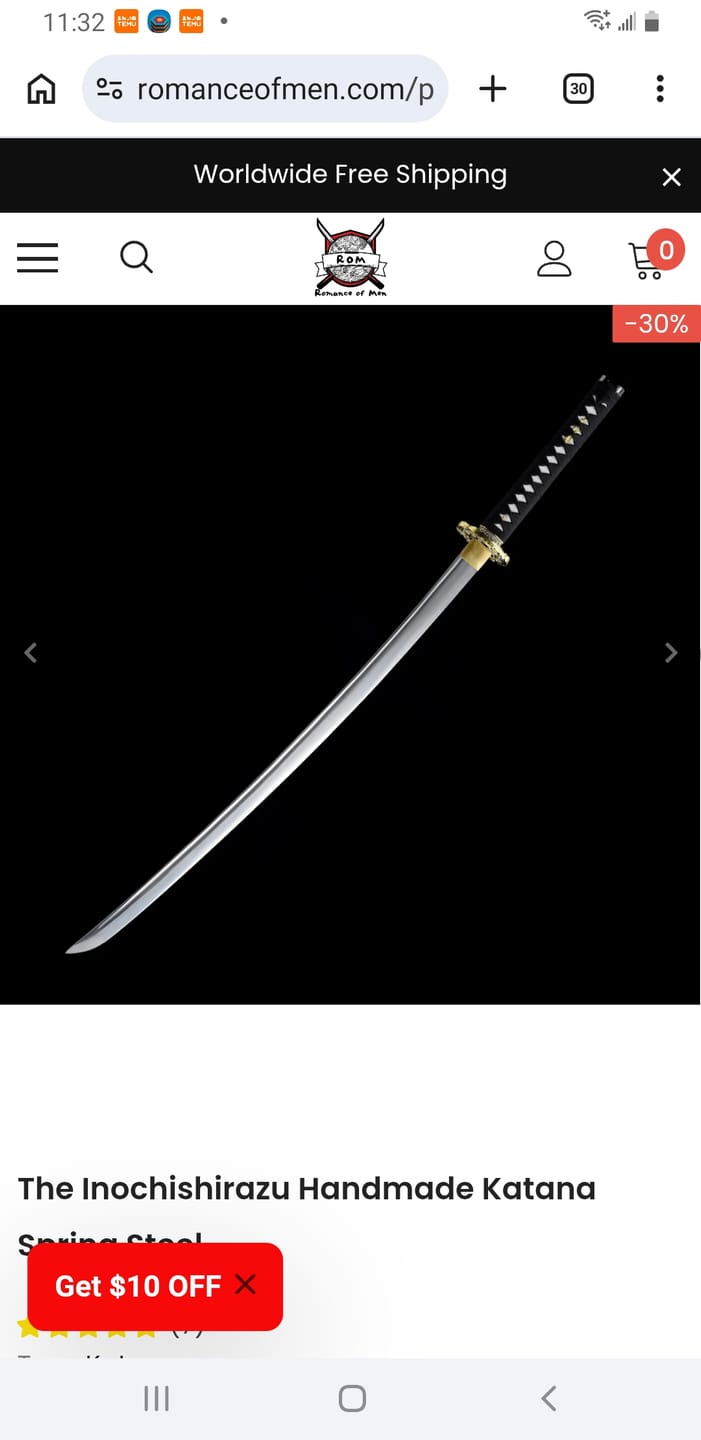 Customer photo review of The Inochishirazu Handmade Katana Spring Steel