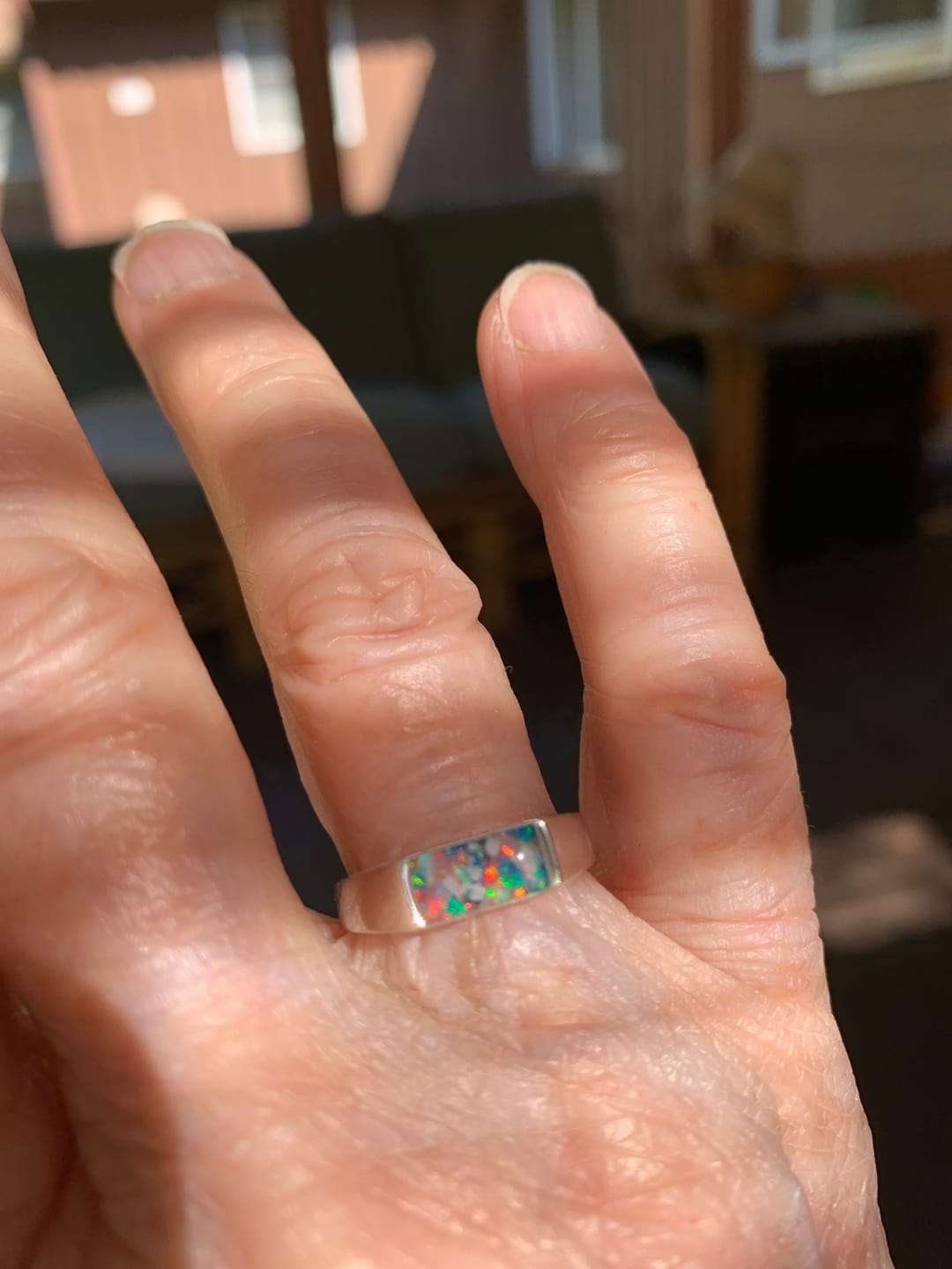 Customer photo review of Silver Bar Ring with Cremation Ashes