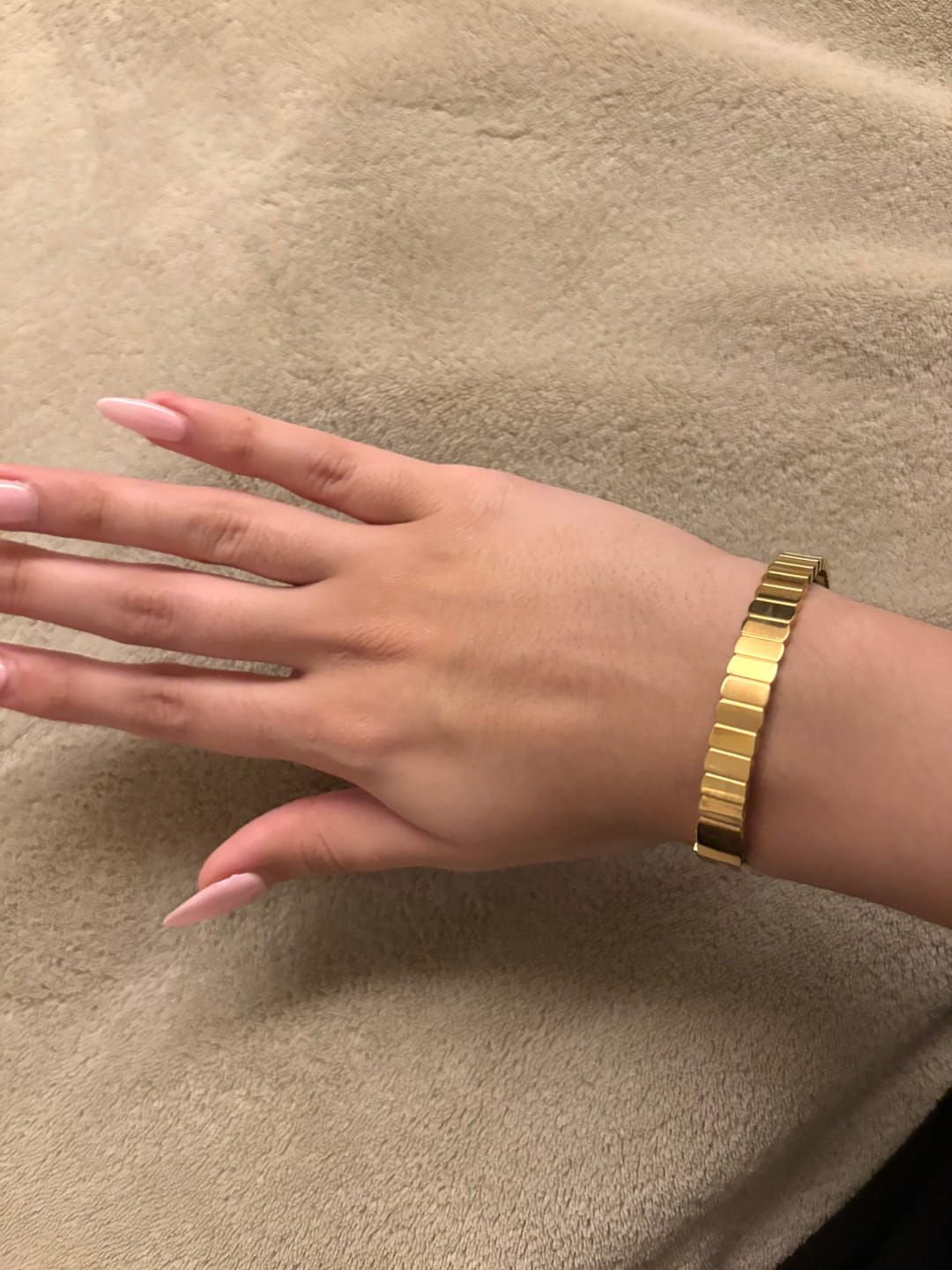 Customer photo review of Ridged Gold Bracelet