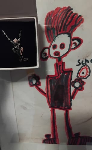 Customer photo review of Personalized Child Drawing Necklace or Keychain