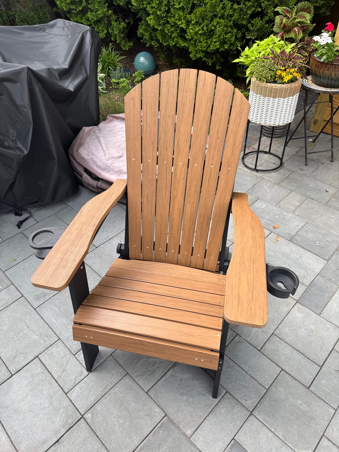 Customer photo review of Folding Adirondack Chair with Built in Footrest & Cup/Wine Holders King Size