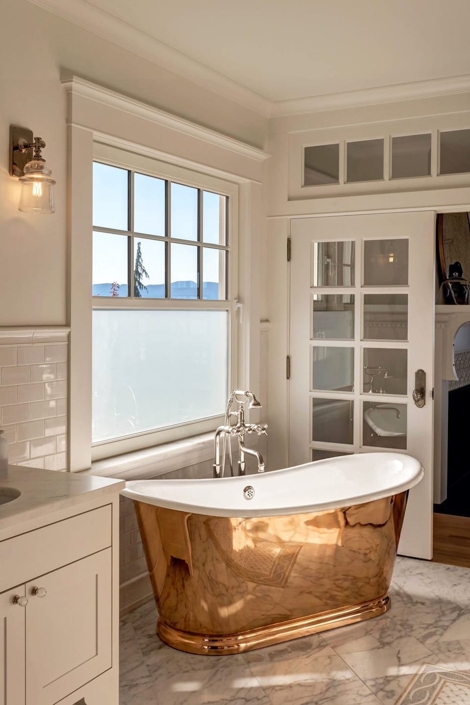 Customer photo review of Elite Champagne Gold Cast Iron Double Slipper Stainless Freestanding Soaking Tub ET-IS-DS02