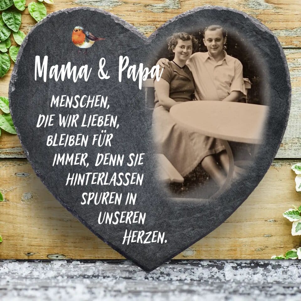 Customer photo review of Für immer an meiner Seite - Personalisiertes Trauer Schieferherz  als Grabschmuck