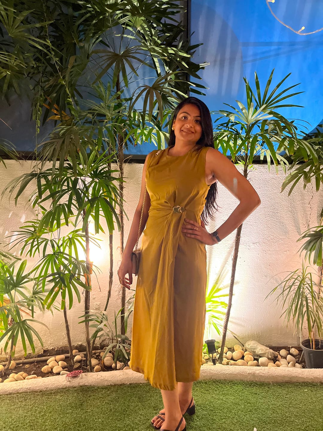 Customer photo review of Desmia Luxe Slit Maxi Dress In Olive