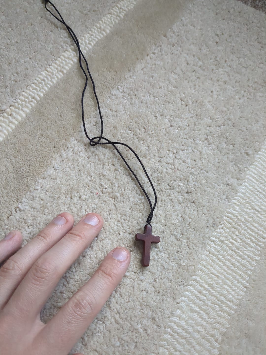 Customer photo review of Handcrafted Red Sandalwood Cross Necklace — Simple Devotion, Everyday Wear