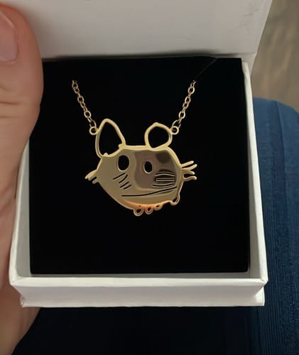 Customer photo review of Personalized Child Drawing Necklace or Keychain