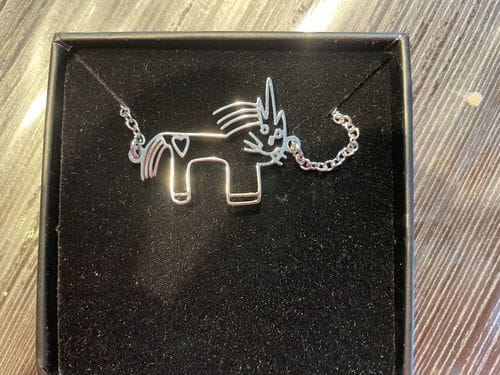 Customer photo review of Personalized Child Drawing Necklace or Keychain