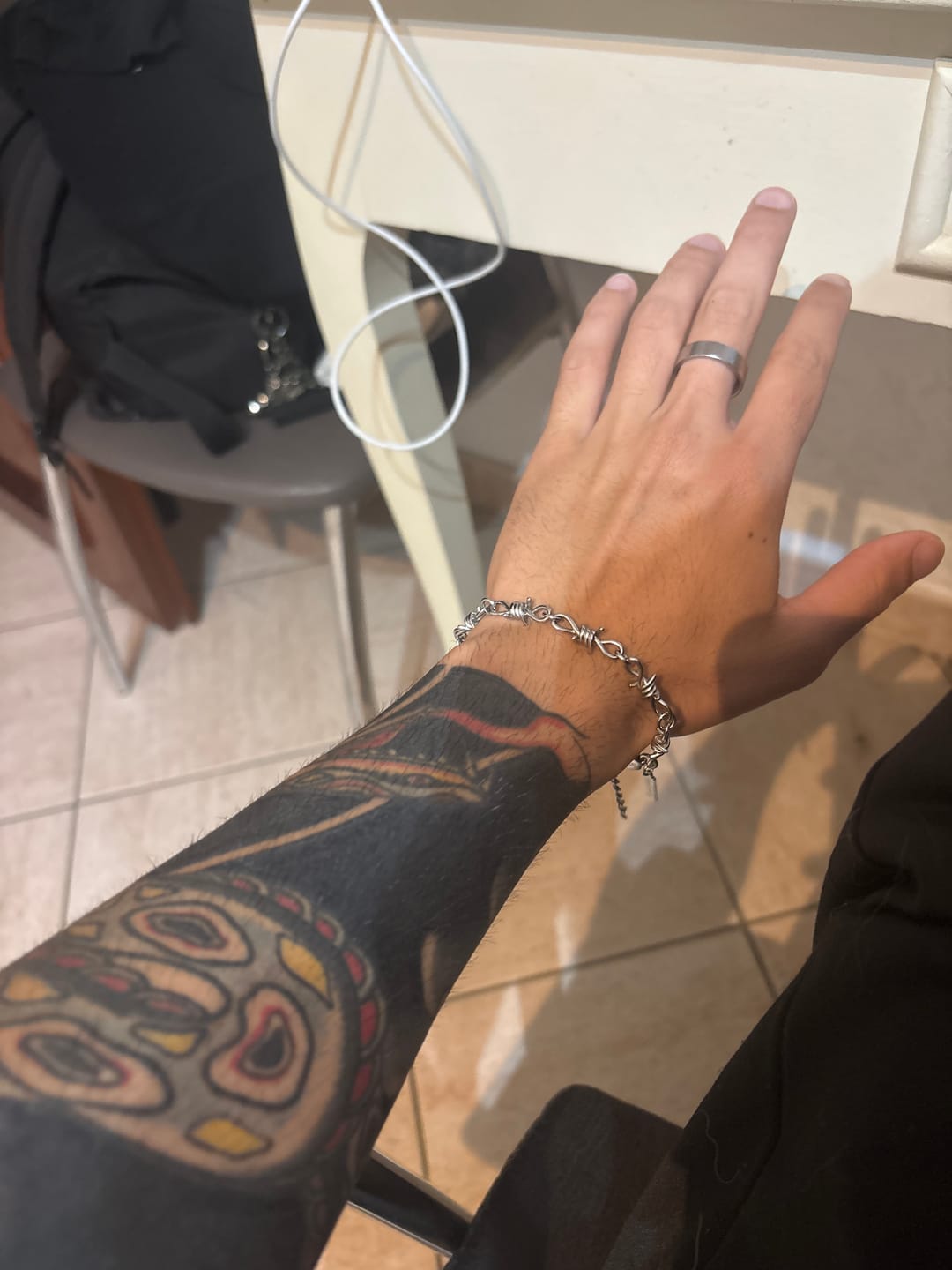 Customer photo review of Barbed Wire Bracelet (Silver)