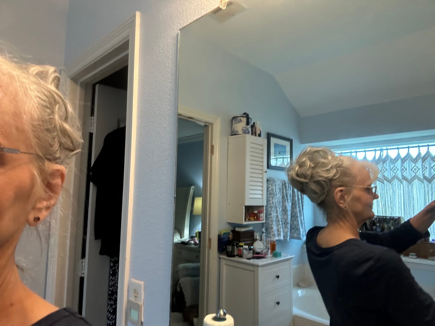 Customer photo: Margaret T. wearing the JuvaBun Messy Bun