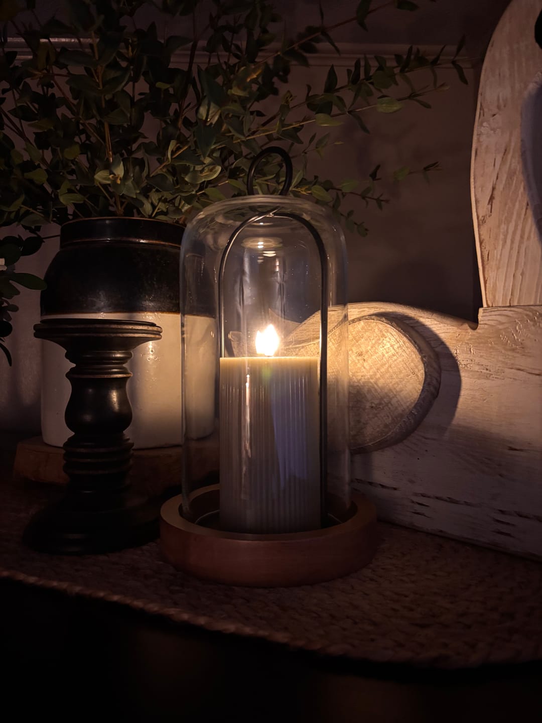 Customer photo review of Ribbed Taupe Flameless Pillar