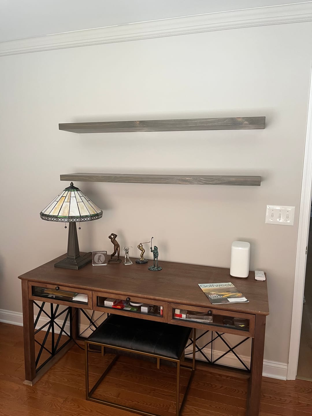 Customer photo review of Rustic Pine Floating Shelves