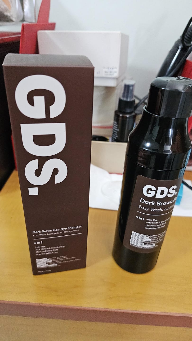Customer photo review of GDS Hair Dye Shampoo — Grey Coverage in 3 Minutes