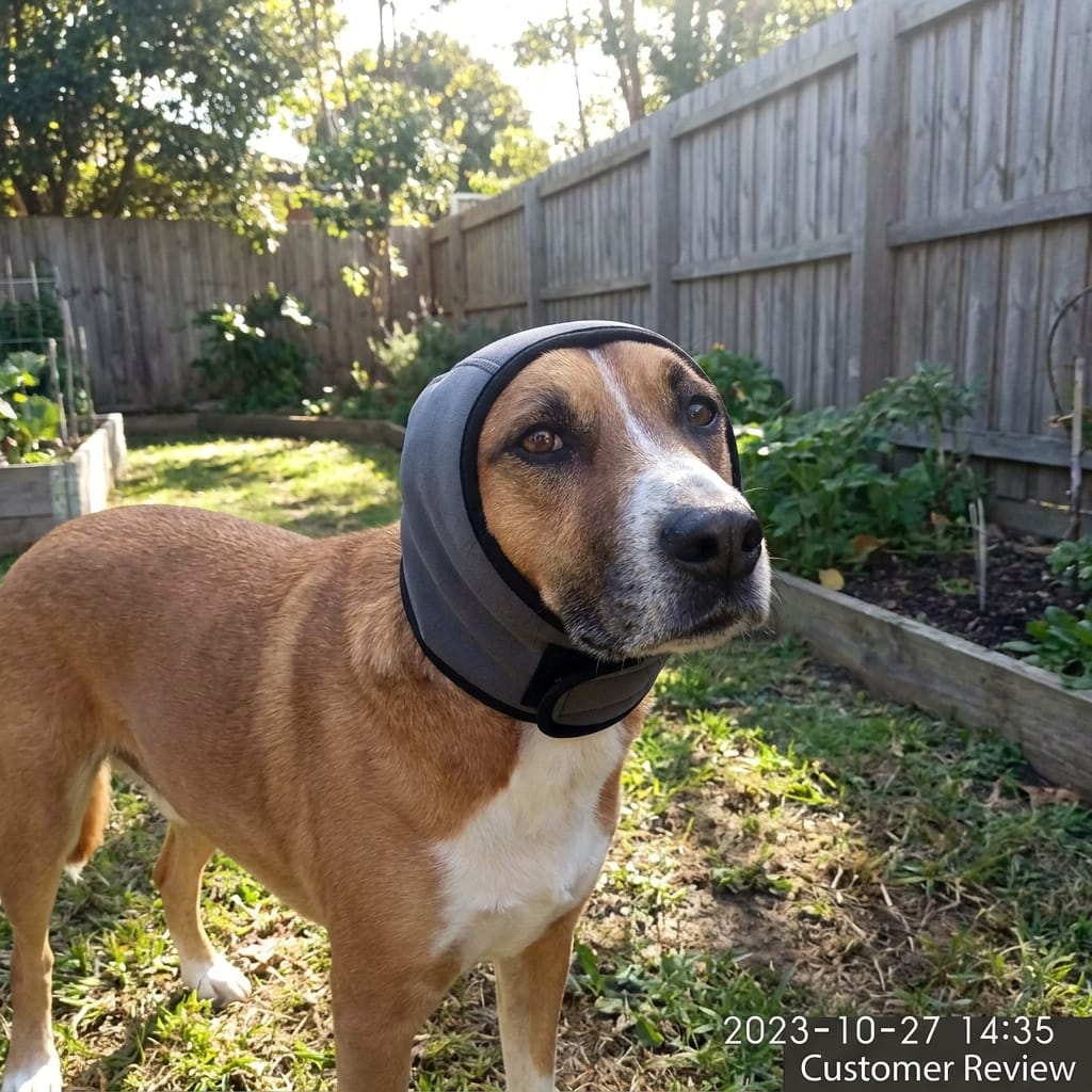 Customer photo review of Orejeras Calmantes para perros