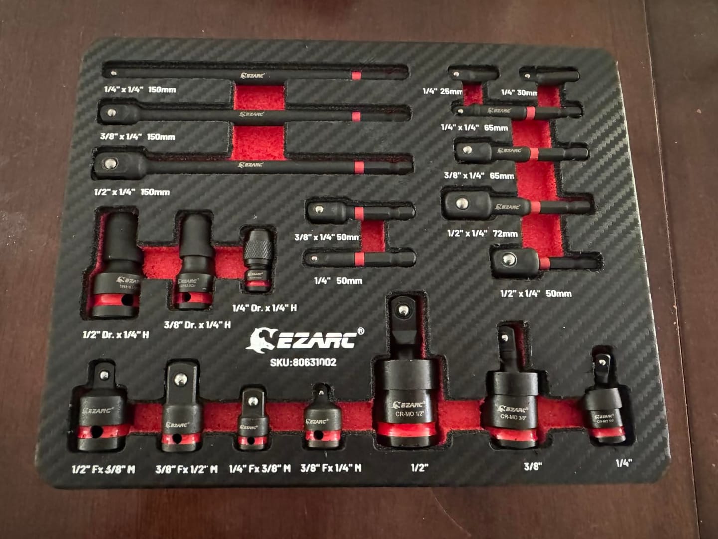Customer photo review of 21PCS Impact Socket Adapter Set, CR-MO Swivel Sockets, CR-V Reducers & Hex Extension Bits, 1/4" 3/8" 1/2" Drive