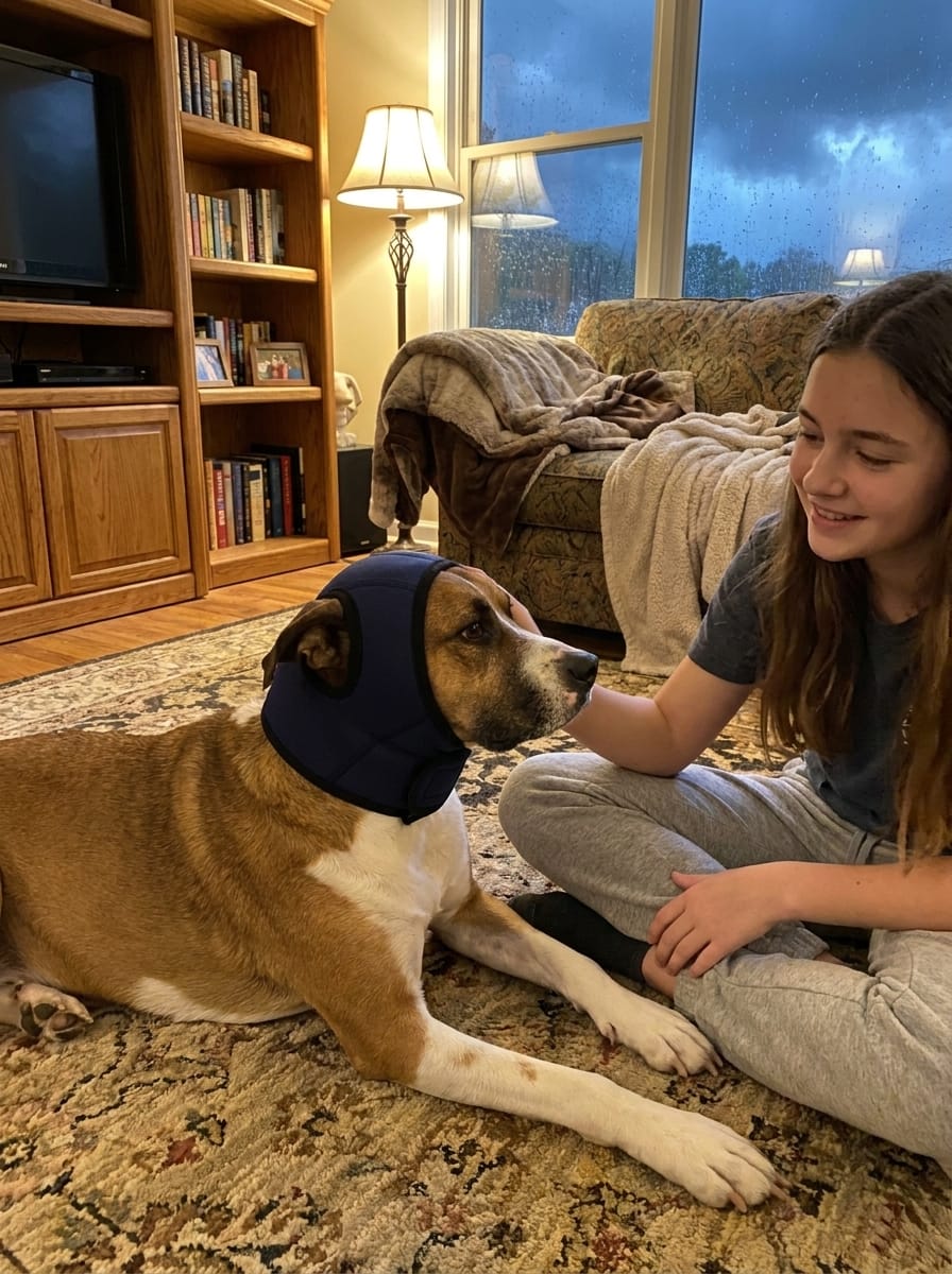 Customer photo review of Orejeras Calmantes para perros