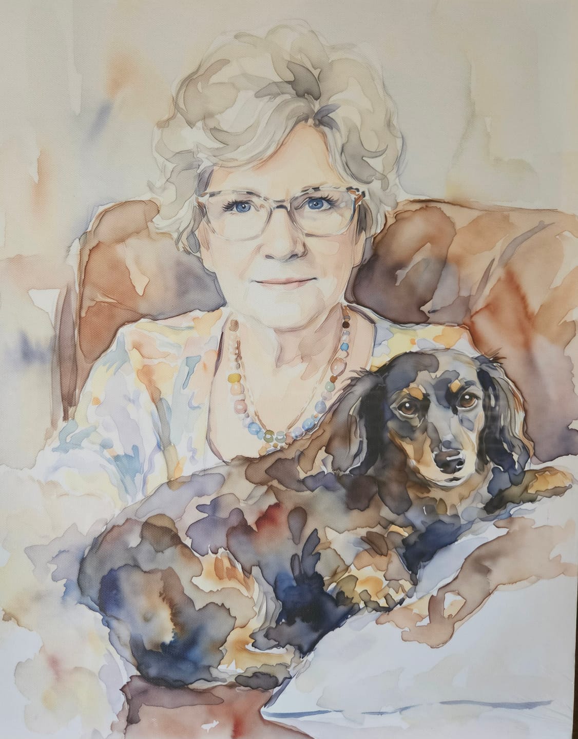 Customer photo review of Artzuzu Custom Portrait For Pets & Their Person - The Watercolor Portrait
