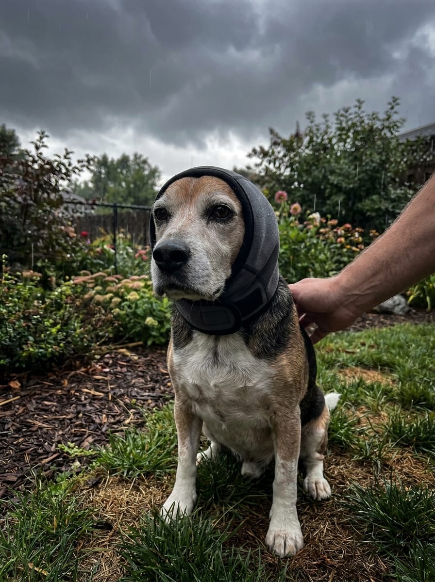 Customer photo review of Orejeras Calmantes para perros