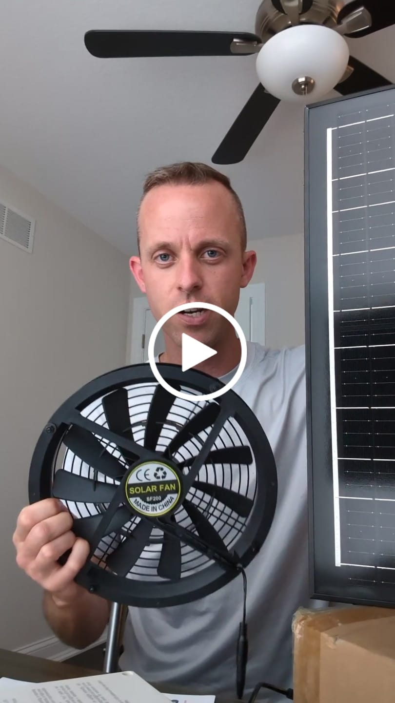 Customer video review of 10" Solar Exhaust Intake Fan with Battery&42W Solar Panel