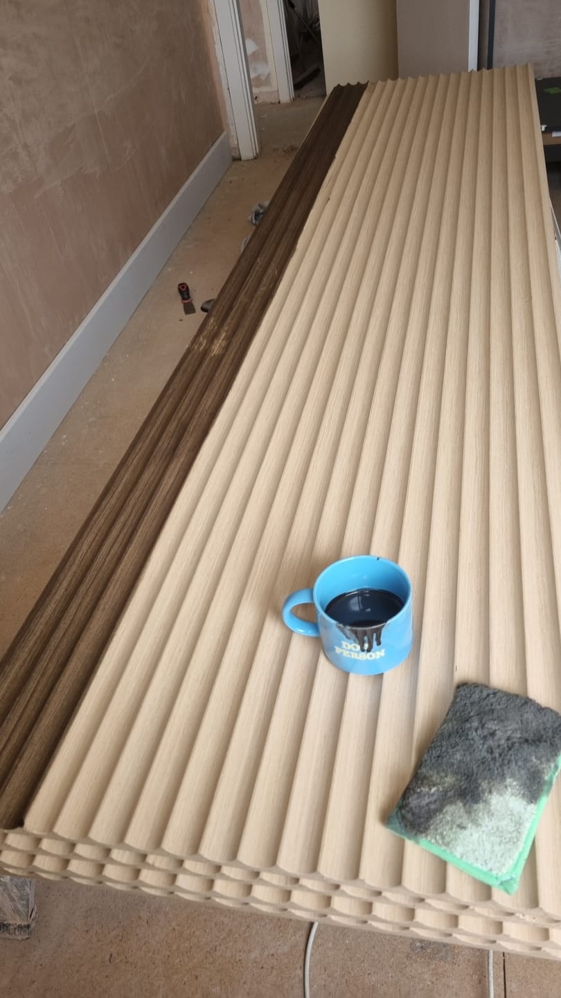 Customer photo review of Arborelle Natural Oak Fluted Wood Wall Panel