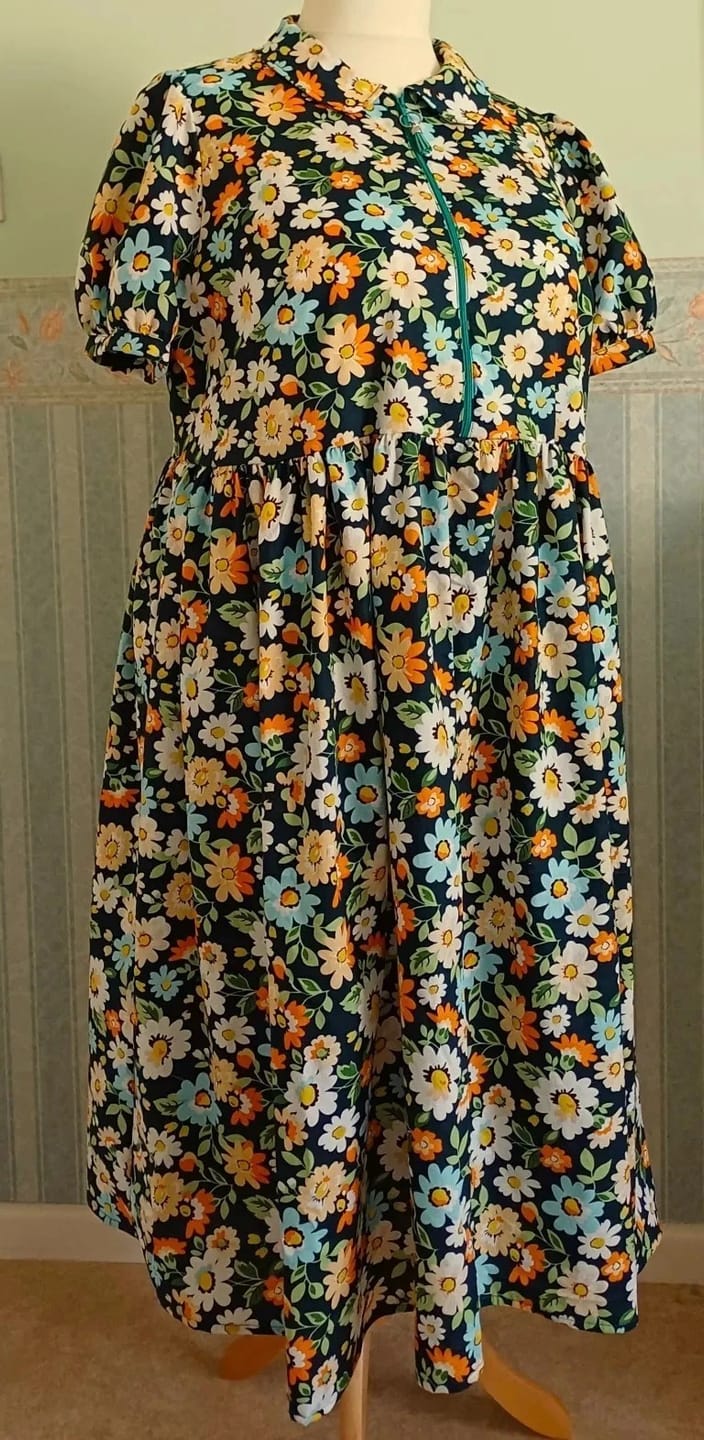 Customer photo review of Blue, Orange and White Floral Cotton Poplin Fabric