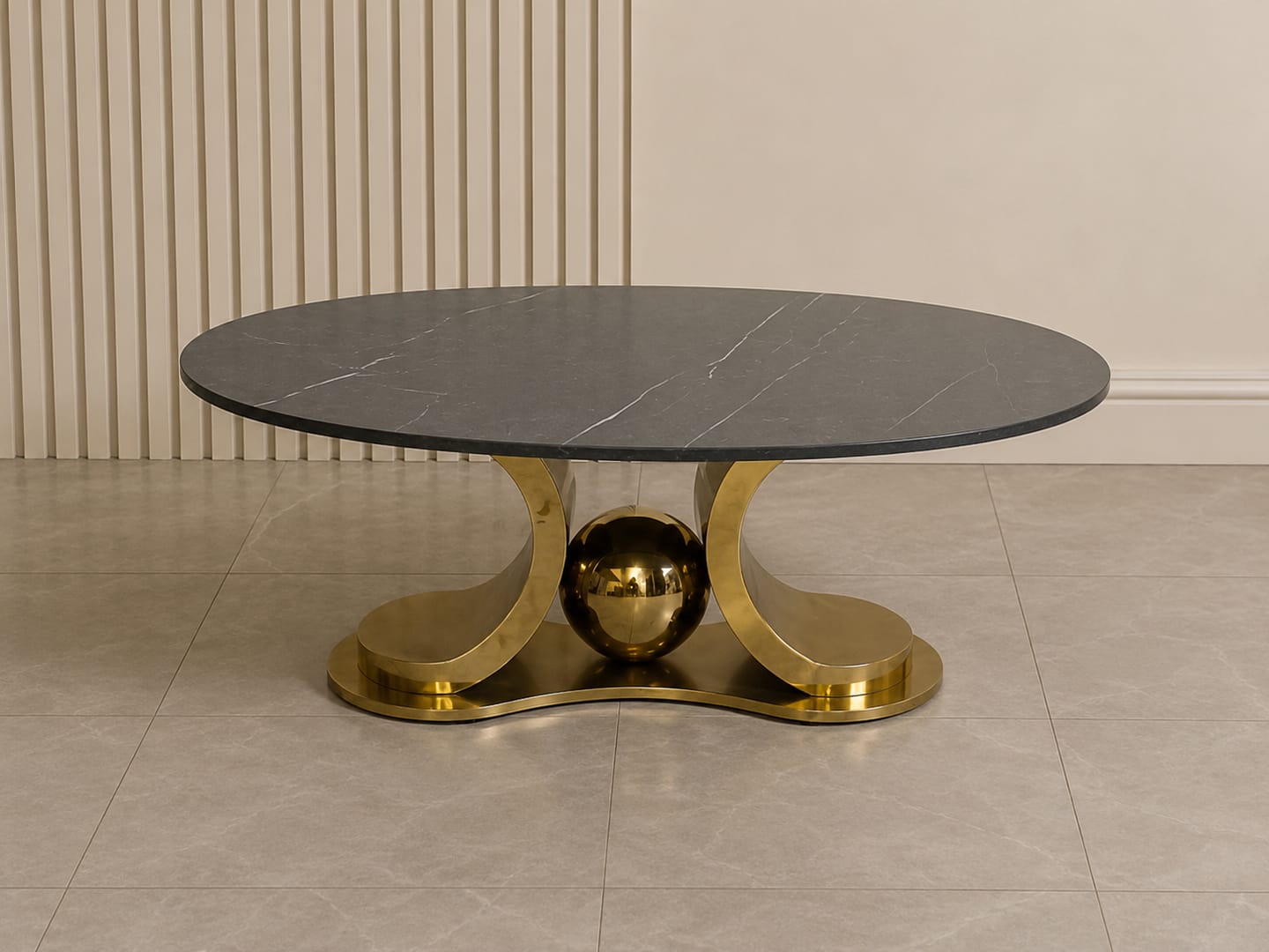 Customer photo review of Radiant Marble Top Stainless Steel with PVD Coated Coffee Table Set